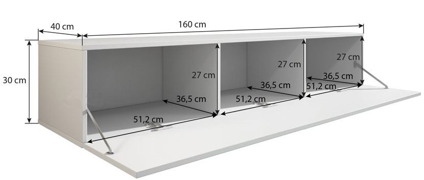 Mueble de TV suspendido de 160 cm fabricado en melamina de color blanco  brillante Nerea Domensino