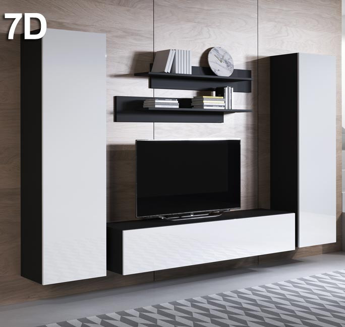 Conjunto de muebles Luke 7D negro y blanco (2,6m)