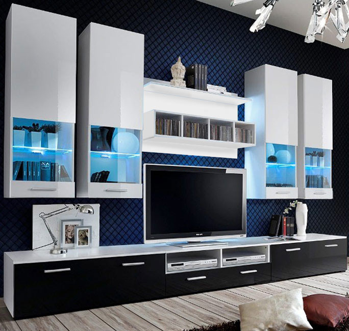 Mueble de Salón Moderno en color Blanco y Negro