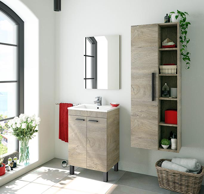 COLUMNA Baño Verona Blanco y Roble 